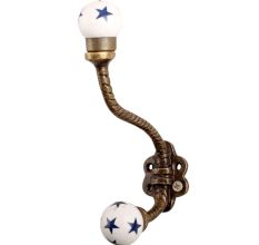 Blue Star Ceramic Floral Iron Hooks-EHG-96
