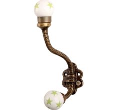 Pea Green Star Ceramic Floral Iron Hooks-EHG-102
