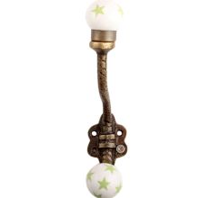 Pea Green Star Ceramic Floral Iron Hooks-EHG-102