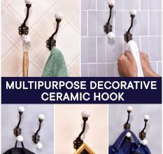 White Etched Ceramic Floral Iron Hooks-EHG-93