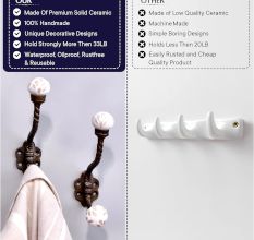 White Etched Ceramic Floral Iron Hooks-EHG-93