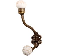 White Etched Ceramic Floral Iron Hooks-EHG-93