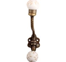 White Etched Ceramic Floral Iron Hooks-EHG-93