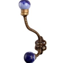 Navy Blue Ceramic Floral Iron Hooks-EHG-90