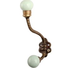 Sage Green Ceramic Floral Iron Hooks-EHG-91