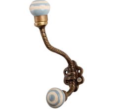 Grey Striped Etched Ceramic Floral Iron Hooks-EHG-89