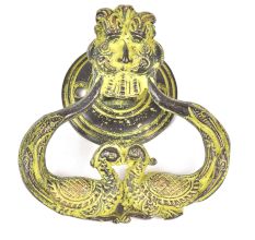 Brass Door Knocker With Green Patina