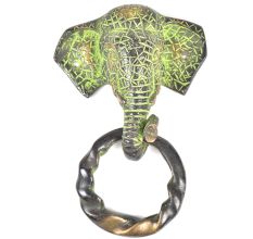 Brass Elephant Door Knocker With Patina