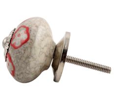 Red Embossed Tiny Flower Crackle Ceramic Drawer Knob Online