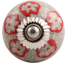 Red Embossed Tiny Flower Crackle Ceramic Drawer Knob Online