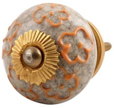 Mustard Floral Crackle Ceramic Dresser Knob Online
