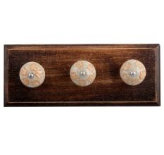 Mustard Floral Crackle Ceramic Wooden Hooks