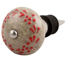 Red Embossed Crackle Ceramic Wine Stopper 