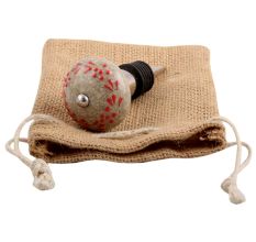 Red Embossed Crackle Ceramic Wine Stopper 