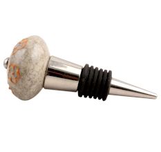 Mustard Floral Crackle Ceramic Wine Stopper