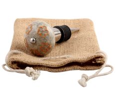Mustard Floral Crackle Ceramic Wine Stopper