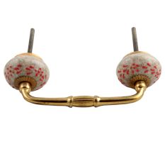 Red Embossed Crackle Ceramic Bridge Handle