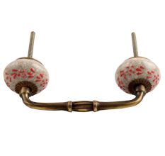 Red Embossed Crackle Ceramic Bridge Handle