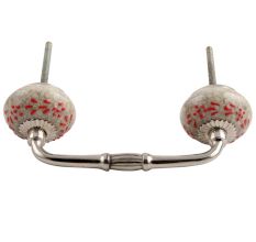 Red Embossed Crackle Ceramic Bridge Handle