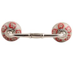 Red Embossed Tiny Flower Crackle Ceramic Bridge Handle