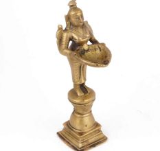 Bronze Dancing Lady Oil Lamp on a Raised Platform