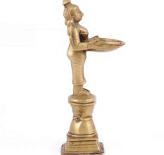 Bronze Dancing Lady Oil Lamp on a Raised Platform