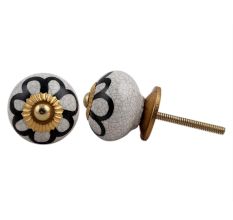 Black Sunflower Crackle Drawer Knob