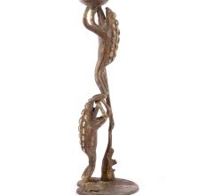 2 Bronze Standing Frogs Holding a Diya