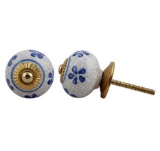 Blue Flower Crackle Ceramic Drawer Knob Online