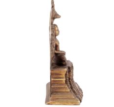 Brass Buddha Seated on Ornament Throne