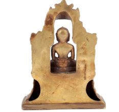 Brass Buddha Seated on Ornament Throne