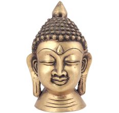 Brass Buddha Head Statue with Eyes Close