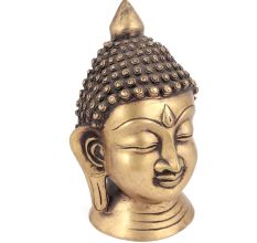 Brass Buddha Head Statue with Eyes Close
