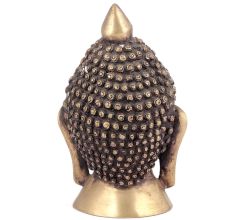 Brass Buddha Head Statue with Eyes Close