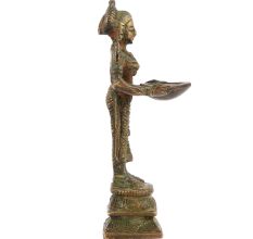 Bronze Lady Holding a Diya