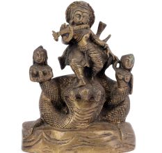 Bronze Figurine of Krishna Dancing on the Snake