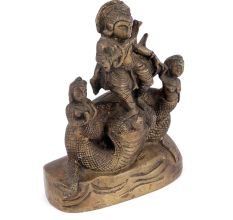 Bronze Figurine of Krishna Dancing on the Snake