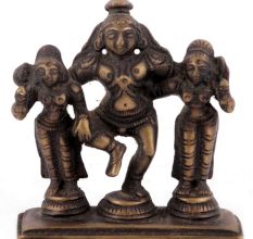 Brass Dancing Krishna with Rukmani and Satyabhama