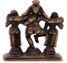 Brass Dancing Krishna with Rukmani and Satyabhama