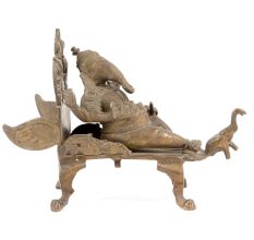 Brass Ganesh Statue Sitting on a Throne