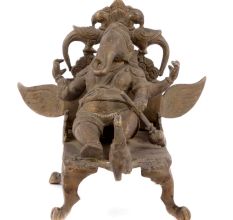 Brass Ganesh Statue Sitting on a Throne
