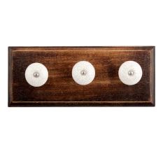 White Black Crackle Ceramic Wooden Hooks