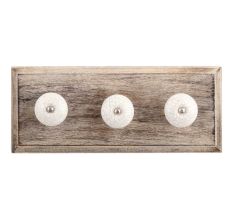 White Black Crackle Ceramic Wooden Hooks