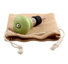 Green Black Crackle Ceramic Wine Stopper
