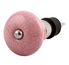 Pink Black Crackle Ceramic Wine Stopper 