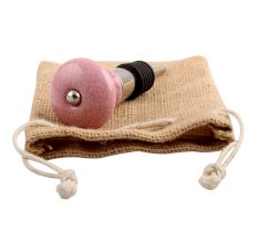 Pink Black Crackle Ceramic Wine Stopper 