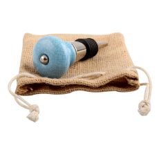 Blue And  Black Crackle Ceramic Wine Stopper 