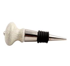 Cream And Black Crackle Ceramic Wine Stopper