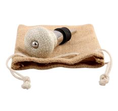Cream And Black Crackle Ceramic Wine Stopper