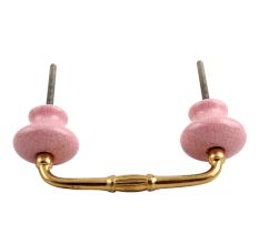 Pink and  Black Crackle Ceramic Bridge Handle